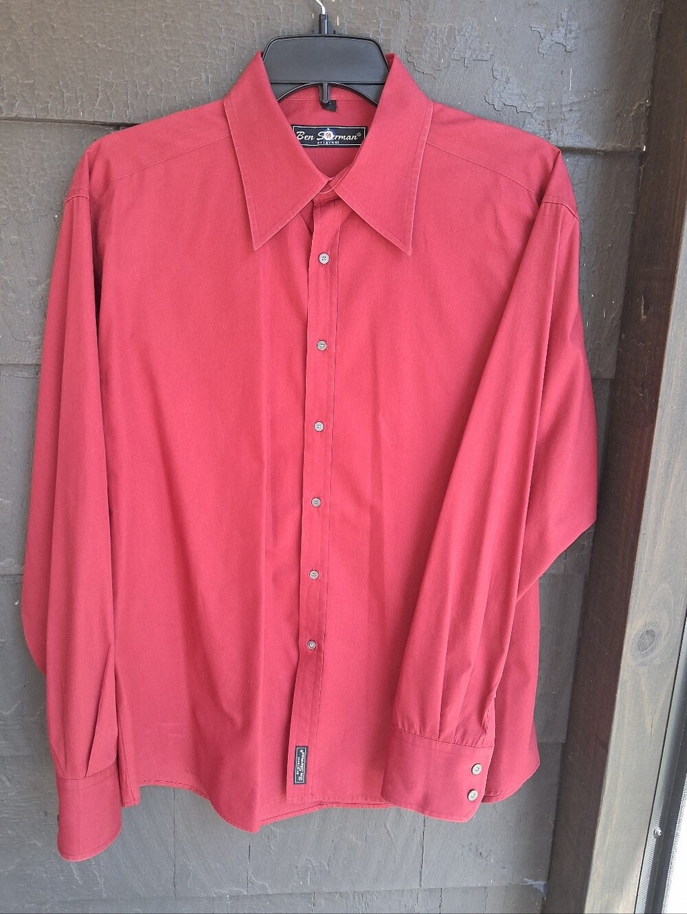 Ben Sherman Men's Lite burgundy-Red Long Sleeve Button Shirt size 3-L